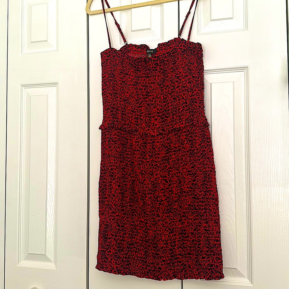 Red leopard mini dress